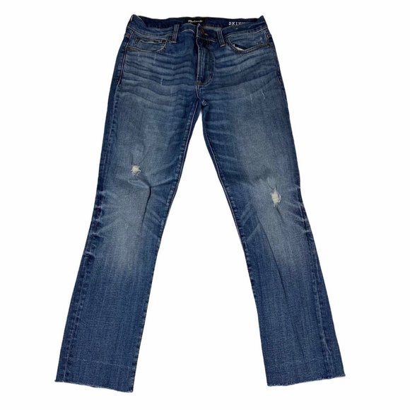 Madewell Jeans 32x32 (fit 32x29) Skinny Raw Hem‎ Shortened Stretch Denim Faded - Picture 1 of 8